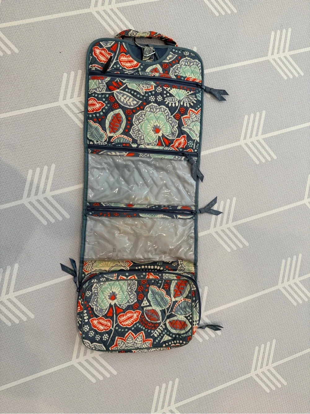 Vera Bradley Floral Hanging Travel Organizer - Navy, Red, Mint